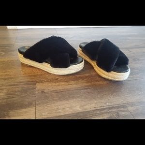 New Sam Edelman faux fur platform espadrilles